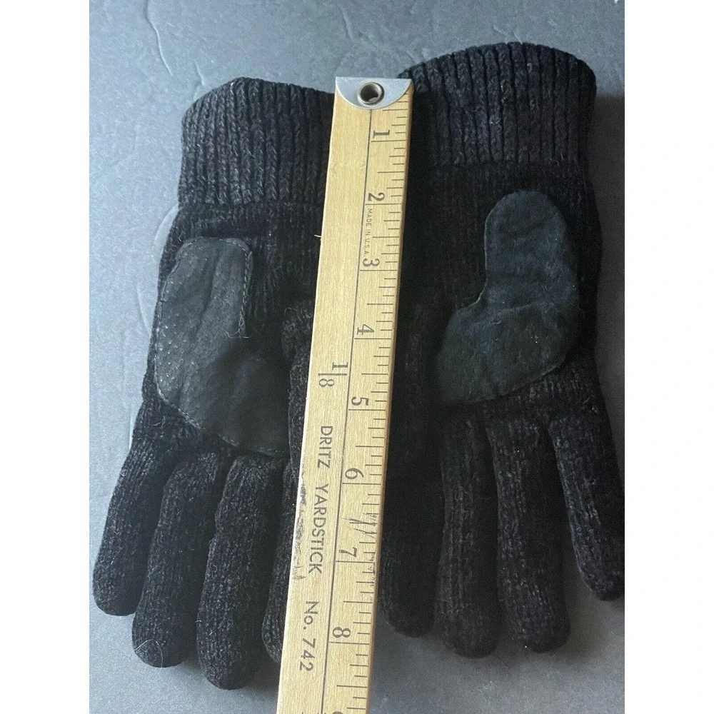Isotoner Vintage Nylon Suede Black Knit Winter One Size Stretch Womens Gloves - Picture 7 of 7